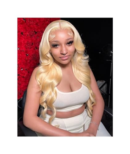 Perücken 13x6 HD Transparent Lace Front Perücke 613 Blonde Körper Welle 13x4 Spitze Frontal Echthaar Perücke 30 Zoll leimlose Perücken for Frauen Wahl Perücke fasching(Color:13x6 Lace Front Wig,Size:3 von XUJUAN-0227