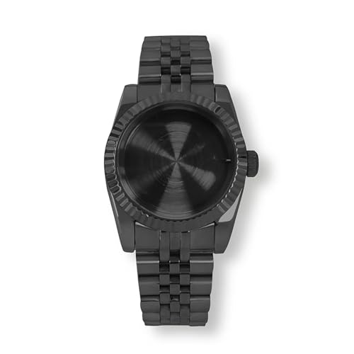 36 mm/39 mm Oyster Uhrengehäuse Saphirglas schwarzes Gehäuse mit Uhrenzubehör für NH35/für NH36/4R Uhrwerk XUKKJI (Nr. 2 flach, Gehäusegröße 39 mm) von XUKKJI