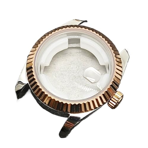 XUKKJI 31 mm Uhrengehäuse-Set für Damen, 24,5 mm Zifferblatt, 17 mm Armband und Zeiger für NH05 für NH06-Uhrwerk, mechanische Uhren-Modifikationszubehör, Rosé-Silber-Gehäuse, One Size von XUKKJI