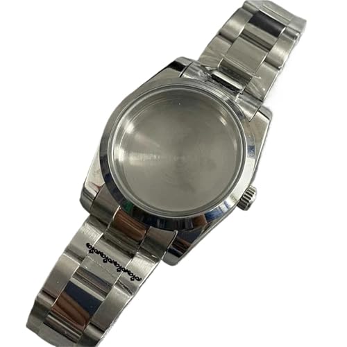 XUKKJI 36 mm Uhrengehäuse-Set, Edelstahlgehäuse + Armband, Saphirglas mit Kalenderfenster, Herrenuhren für NH35/NH36 Uhrwerk (D) von XUKKJI