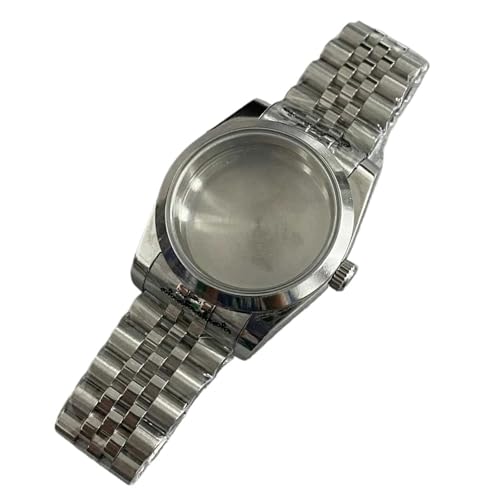 XUKKJI 36 mm Uhrengehäuse-Set, Edelstahlgehäuse + Armband, Saphirglas mit Kalenderfenster, Herrenuhren für NH35/NH36 Uhrwerk (F) von XUKKJI