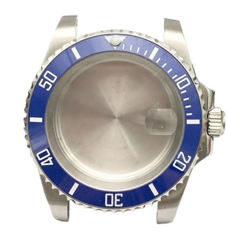 XUKKJI 40 mm Edelstahl-Uhrengehäuse, mechanisches Uhrenzubehör-Set für 8200/8215/2813/3804 Uhrwerk für Herren (blau-weiß) von XUKKJI
