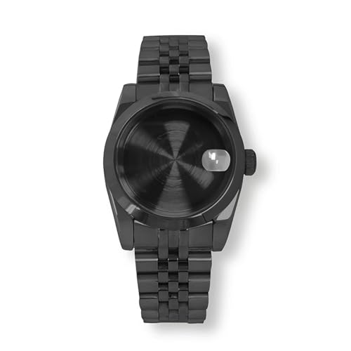 XUKKJI Oyster Uhrengehäuse, 36 mm/39 mm, Saphirglas, schwarzes Gehäuse mit Uhrenzubehör für NH35/NH36/4R-Uhrwerk (Nr. 1 Kalenderfenster, Gehäusegröße 36 mm) von XUKKJI