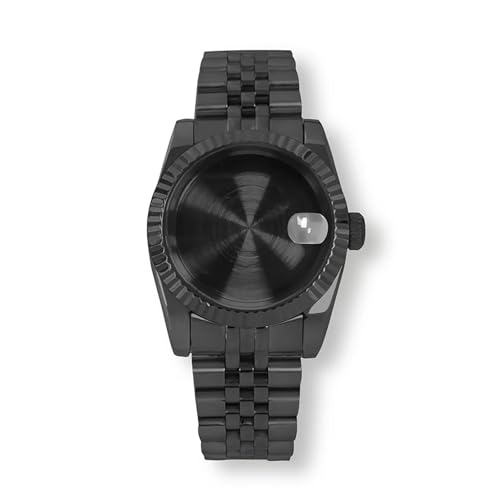 XUKKJI Oyster Uhrengehäuse, 36 mm/39 mm, Saphirglas, schwarzes Gehäuse mit Uhrenzubehör für NH35/NH36/4R-Uhrwerk (Nr. 2 Kalenderfenster, Gehäusegröße 39 mm) von XUKKJI