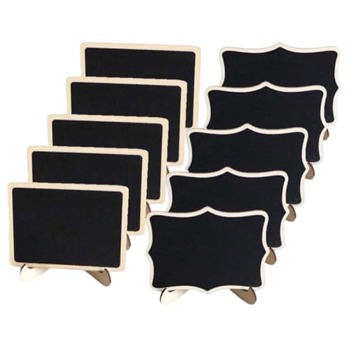 XUKZIMA 10 Stück Mini Kreidetafel mit Ständer, Kleine Holzschilder zum Beschriften, Tischkarten Preisschilder Platzkarten Kreidetafel Aufsteller von XUKZIMA