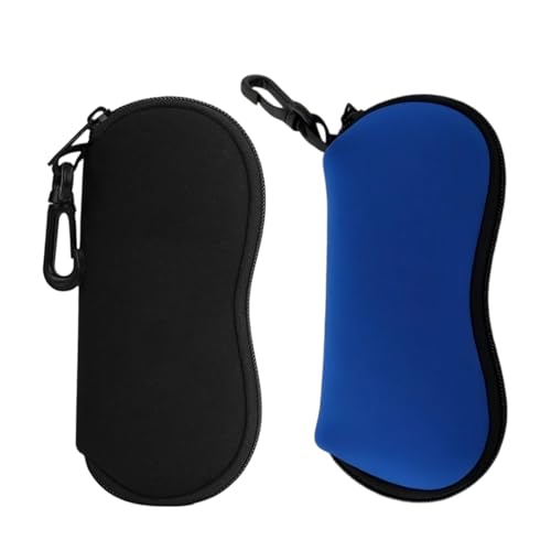 XUKZIMA 2er-Pack Ultra-Lightweight Neopren Sonnenbrille Tasche, Reißverschluss Brillenetui mit Gürtelclip, Tragbare Case für Brillen, Rahmen, Schlüssel, Bleistifte, Karten von XUKZIMA