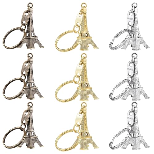 XUKZIMA 9 Stück Schlüsselanhänger Eiffelturm Retro Tasche Charms Souvenir Französisch Geschenke von XUKZIMA