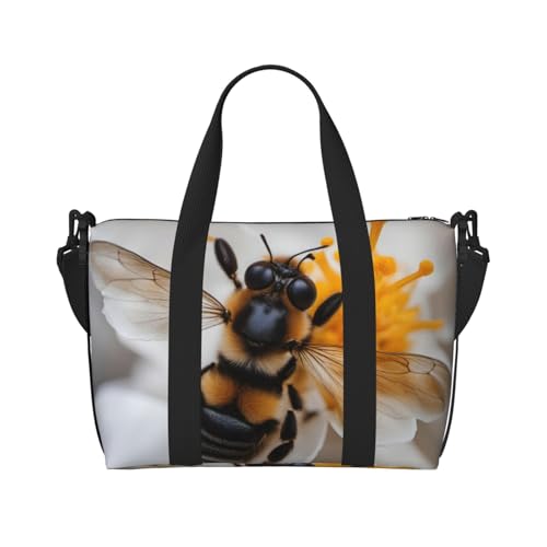 Bee On Honeycomb Print schräg quer über Hand Reisetasche Polyester Damen Herren Übernachtung Duffel Handgepäcktasche Schwarz Einheitsgröße Schwarz Einheitsgröße, Schwarz , Einheitsgröße von XULLZH