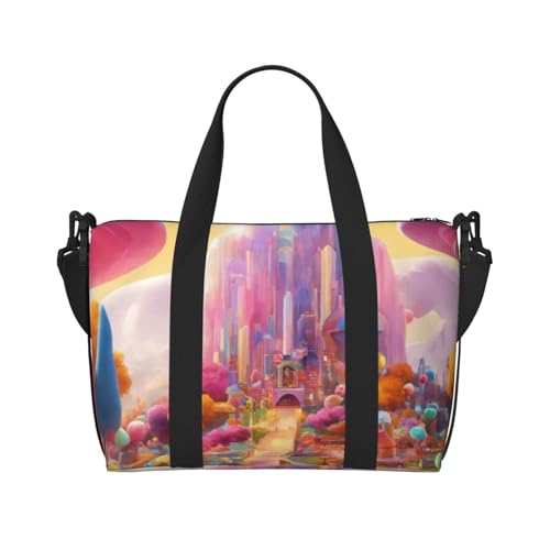 Candy Paradise Print schräg quer über Hand Reisetasche Polyester Damen Herren Übernachtung Duffel Handgepäcktasche Schwarz Einheitsgröße Schwarz Einheitsgröße, Schwarz , Einheitsgröße von XULLZH