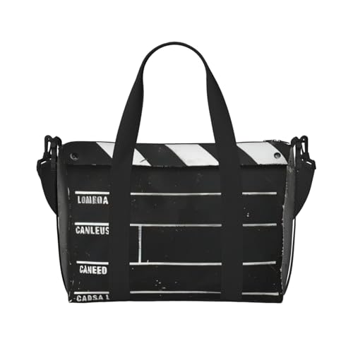 Classic Movie Clapboard Black Print schräg quer über Hand Reisetasche Polyester Damen Herren Übernachtung Duffel Handgepäcktasche Schwarz Einheitsgröße Schwarz Einheitsgröße, Schwarz , Einheitsgröße von XULLZH
