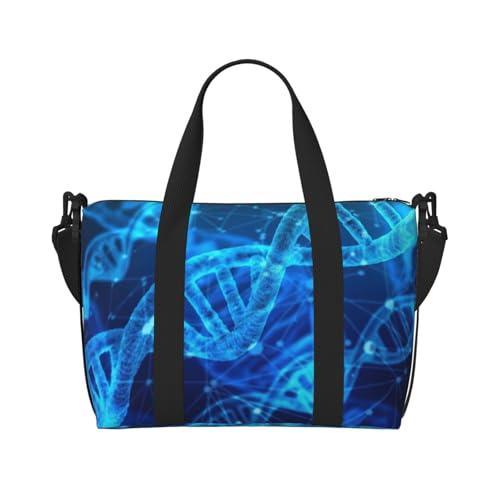 DNA Kette Fotodruck schräg quer über Hand Reisetasche Polyester Damen Herren Übernachtung Duffel Handgepäcktasche Schwarz Einheitsgröße Schwarz Einheitsgröße, Schwarz , Einheitsgröße von XULLZH