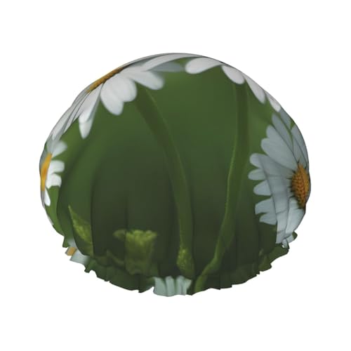 Ladybug on Daisy Flower Print Reusable Double Layers Shower Cap, Bathing Shower Caps Women Large Shower Caps von XULLZH