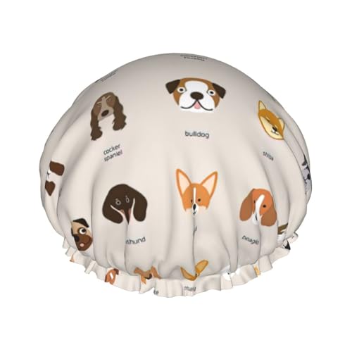 Wiederverwendbare Doppelschicht-Duschhaube mit Hunderassen-Aufdruck, große Duschhauben für Frauen von XULLZH