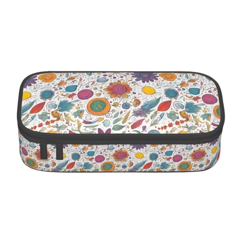 XULLZH Bunte handgezeichnete Federn auf weißem Druck, große Fächer, Federmäppchen, Federmäppchen, Reise-Kulturbeutel, Organizer, Schwarz, Einheitsgröße, modern, Schwarz , Einheitsgröße, Modern von XULLZH