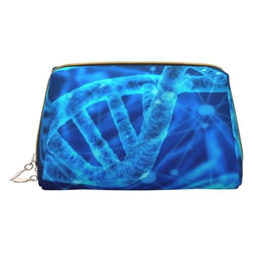 XULLZH DNA-Kulturbeutel mit Kette und Fotodruck aus Leder, mit Reißverschluss, tragbar, für Reisen, Kulturbeutel, Organizer, kleine Make-up-Tasche, weiß, Einheitsgröße, weiß, Einheitsgröße, weiß von XULLZH