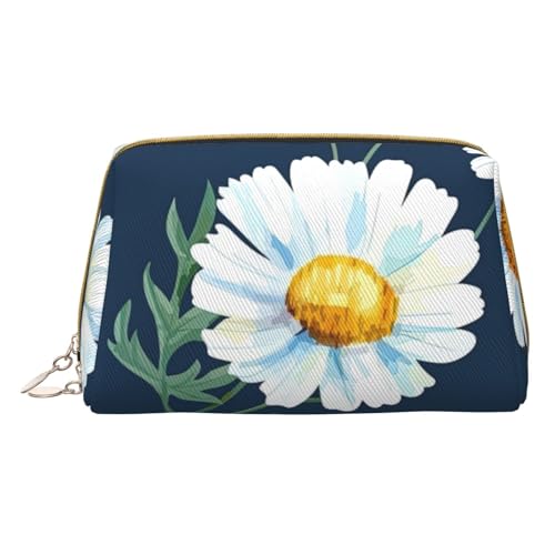 XULLZH Daisy' Kulturbeutel aus Leder, mit Reißverschluss, tragbar, Reise-Kulturbeutel, Organizer, kleine Make-up-Tasche, weiß, Einheitsgröße, weiß, Einheitsgröße, weiß, Einheitsgröße von XULLZH