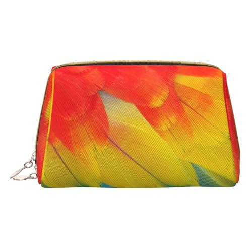 XULLZH Fantastischer Kulturbeutel mit Papageienfeder-Aufdruck, Leder, Reißverschluss, tragbar, Reise-Kulturbeutel, Organizer, kleine Make-up-Tasche, weiß, Einheitsgröße, weiß, Einheitsgröße, weiß von XULLZH