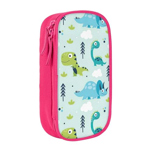 XULLZH Federmäppchen mit Dinosaurier-Muster, großes Fassungsvermögen, Reißverschluss, doppelstöckiges Stifteetui, Make-up-Stifttasche, Bürobedarf, rose, Einheitsgröße, Modern von XULLZH