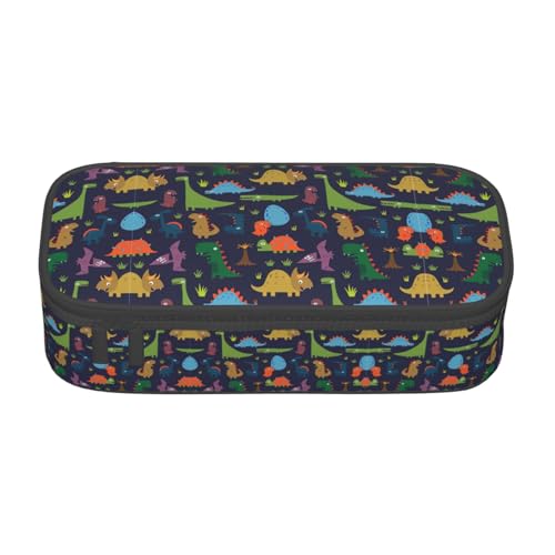 XULLZH Federmäppchen mit Dinosaurier-Palmblatt-Druck, großes Fassungsvermögen, Federmäppchen, Reise-Kulturbeutel, Organizer, Schwarz, Einheitsgröße, modern, Schwarz , Einheitsgröße, Modern von XULLZH