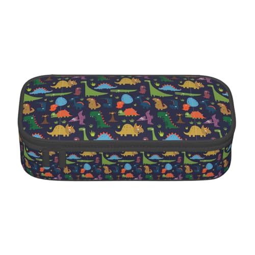 XULLZH Federmäppchen mit Dinosaurier-Palmblatt-Druck, großes Fassungsvermögen, Federmäppchen, Reise-Kulturbeutel, Organizer, Schwarz, Einheitsgröße, modern, Schwarz , Einheitsgröße, Modern von XULLZH