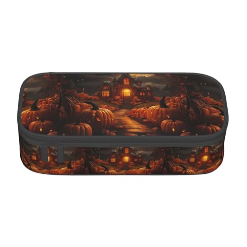 XULLZH Federmäppchen mit Halloween-Druck, große Fächer, Federmäppchen, Reise-Kulturbeutel, Organizer, Schwarz, Einheitsgröße, modern, Schwarz , Einheitsgröße, Modern von XULLZH