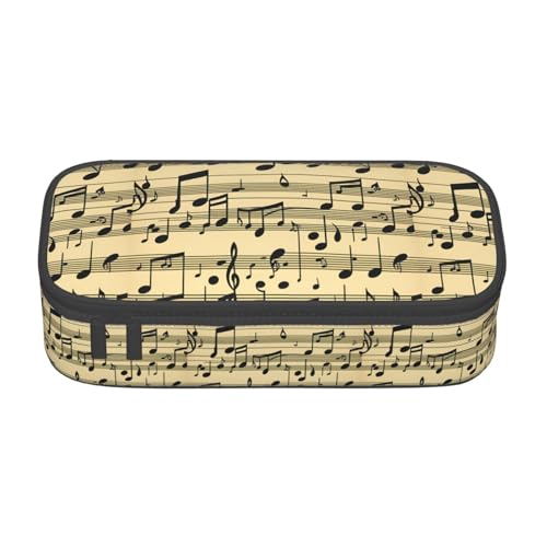 XULLZH Federmäppchen mit Musiknoten-Aufdruck, großes Fassungsvermögen, Federmäppchen, Reisetasche, Kulturbeutel, Organizer, Schwarz, Einheitsgröße, modern, Schwarz , Einheitsgröße, Modern von XULLZH