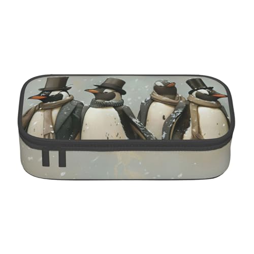 XULLZH Federmäppchen mit Pinguin-Aufdruck, großes Fassungsvermögen, Federmäppchen, Reise-Kulturbeutel, Organizer, Schwarz, Einheitsgröße, modern, Schwarz , Einheitsgröße, Modern von XULLZH