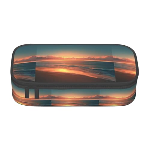 XULLZH Federmäppchen mit Sonnenuntergang-Aufdruck, großes Fassungsvermögen, Federmäppchen, Reisetasche, Kulturbeutel, Organizer, Schwarz, Einheitsgröße, modern, Schwarz , Einheitsgröße, Modern von XULLZH