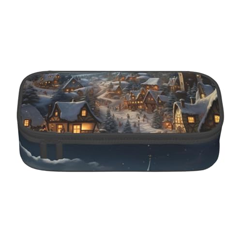 XULLZH Federmäppchen mit Weihnachtsaufdruck, großes Fassungsvermögen, Federmäppchen, Reise-Kulturbeutel, Organizer, Schwarz, Einheitsgröße, modern, Schwarz , Einheitsgröße, Modern von XULLZH