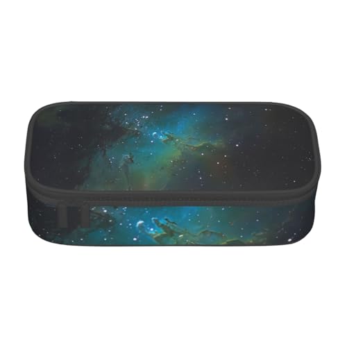 XULLZH Federmäppchen mit großem Fassungsvermögen, Motiv: Galaxie, grüner Druck, Federmäppchen, Reise-Kulturbeutel, Organizer, Schwarz, Einheitsgröße, modern, Schwarz , Einheitsgröße, Modern von XULLZH