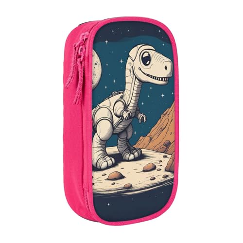 XULLZH Federmäppchen mit lustigem Astronauten-Dinosaurier-Rocke-Druck, großes Fassungsvermögen, Reißverschluss, doppelstöckig, Stifte-Tasche, Make-up-Stifttasche, Bürobedarf, rose, Einheitsgröße von XULLZH