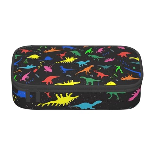 XULLZH Federmäppchen mit niedlichem Dinosaurier-Aufdruck, großes Fassungsvermögen, Federmäppchen, Reise-Kulturbeutel, Organizer, Schwarz, Einheitsgröße, modern, Schwarz , Einheitsgröße, Modern von XULLZH
