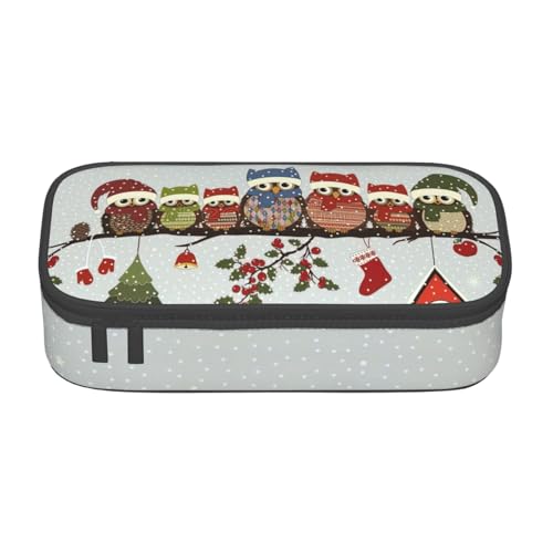 XULLZH Federmäppchen mit niedlichem Weihnachtsmotiv auf Ast, großes Fassungsvermögen, Federmäppchen, Reise-Kulturbeutel, schwarz, Einheitsgröße, modern, Schwarz , Einheitsgröße, Modern von XULLZH