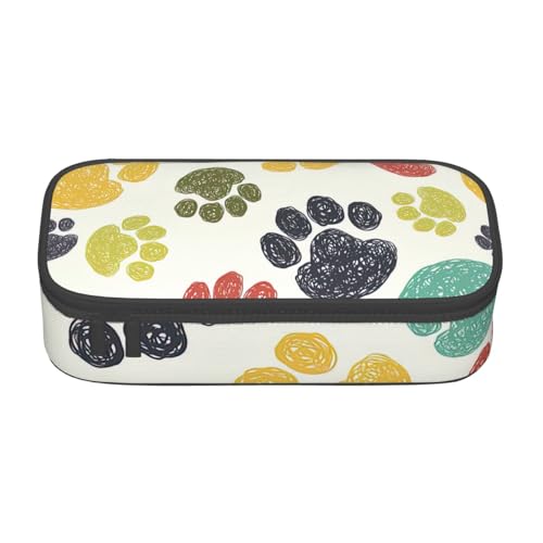 XULLZH Federmäppchen mit niedlichem buntem Hundepfotenabdruck, großes Fassungsvermögen, Federmäppchen, Reise-Kulturbeutel, Organizer, Schwarz, Einheitsgröße, modern, Schwarz , Einheitsgröße, Modern von XULLZH