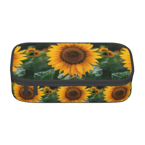 XULLZH Federmäppchen mit schönem Sonnenblumen-Druck, großes Fassungsvermögen, Federmäppchen, Reise-Kulturbeutel, Organizer, Schwarz, Einheitsgröße, modern, Schwarz , Einheitsgröße, Modern von XULLZH