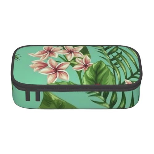 XULLZH Federmäppchen mit tropischen Blättern und Blumen, großes Fassungsvermögen, Federmäppchen, Reise-Kulturbeutel, Organizer, Schwarz, Einheitsgröße, modern, Schwarz , Einheitsgröße, Modern von XULLZH