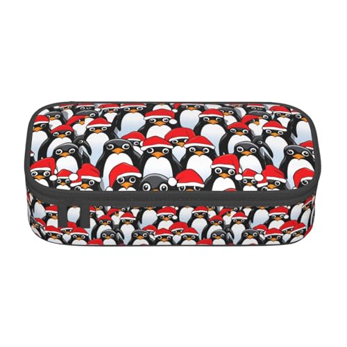 XULLZH Federmäppchen mit weihnachtlichem Pinguin-Aufdruck, großes Fassungsvermögen, Federmäppchen, Reise-Kulturbeutel, Organizer, Schwarz, Einheitsgröße, modern, Schwarz , Einheitsgröße, Modern von XULLZH