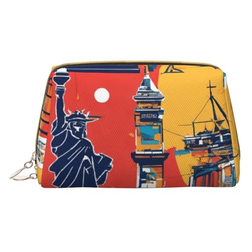 XULLZH I Love London Kulturbeutel aus Leder, mit Reißverschluss, tragbar, Reise-Kulturbeutel, Organizer, kleine Make-up-Tasche, weiß, Einheitsgröße, weiß, Einheitsgröße, weiß, Einheitsgröße von XULLZH