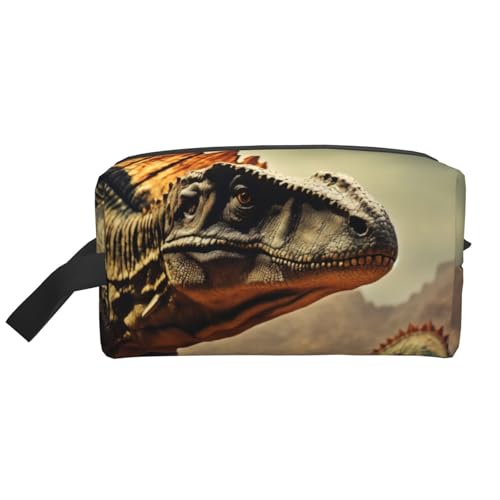 XULLZH Kosmetiktasche mit Dinosaurier-Druck, großes Fassungsvermögen, Reise-Kosmetik-Organizer, Reißverschluss, Kulturbeutel, Weiß, Einheitsgröße, Weiß, weiß, Einheitsgröße von XULLZH