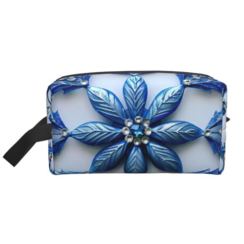 XULLZH Kosmetiktasche mit Weihnachtsmotiv und Schneeflocken-Aufdruck, großes Fassungsvermögen, Reise-Kosmetik-Organizer, Reißverschluss, Kulturbeutel, Weiß, Einheitsgröße, Einheitsgröße, weiß von XULLZH