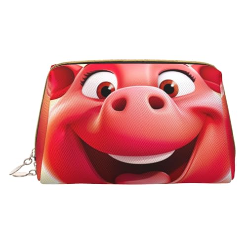 XULLZH Kosmetiktasche mit lustigem rotem Schweine-Aufdruck, Leder, mit Reißverschluss, tragbar, Reise-Kulturbeutel, Organizer, kleine Make-up-Tasche, weiß, Einheitsgröße, weiß, Einheitsgröße, weiß von XULLZH
