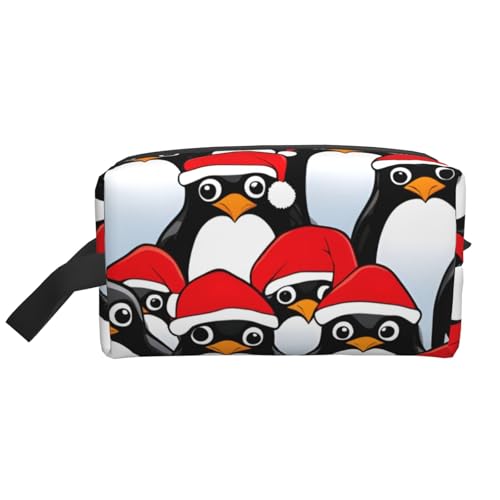 XULLZH Kosmetiktasche mit weihnachtlichem Pinguin-Aufdruck, großes Fassungsvermögen, Reise-Kosmetik-Organizer, Reißverschluss, Kulturbeutel, Weiß, Einheitsgröße, Weiß, weiß, Einheitsgröße von XULLZH