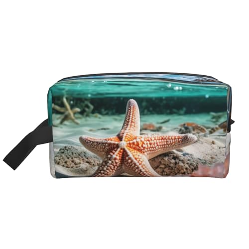 XULLZH Kulturbeutel, Motiv: Seestern und Korallen am Strand, großes Fassungsvermögen, Reise-Kosmetik-Organizer, mit Reißverschluss, Weiß, Einheitsgröße, weiß, Einheitsgröße, weiß, Einheitsgröße XULLZH Kulturbeutel, Motiv: Seestern und Korallen am Strand, großes Fassungsvermögen, Reise-Kosmetik-Organizer, mit Reißverschluss, Weiß, Einheitsgröße, weiß, Einheitsgröße, weiß, Einheitsgröße von XULLZH