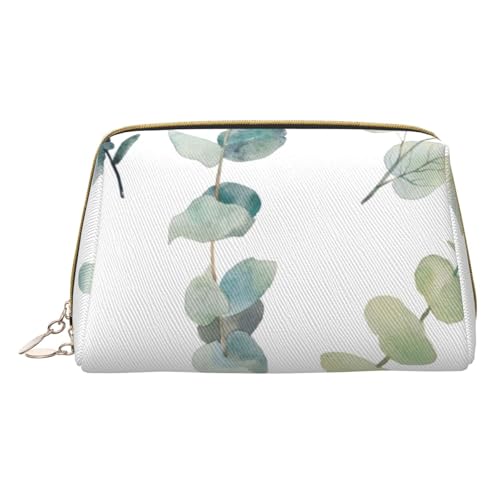 XULLZH Kulturbeutel aus Leder mit Eukalyptusblättern, mit Reißverschluss, tragbar, Reise-Kulturbeutel, Organizer, kleine Make-up-Tasche, weiß, Einheitsgröße, weiß, Einheitsgröße, weiß, Einheitsgröße von XULLZH
