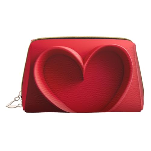 XULLZH Kulturbeutel aus Leder mit rotem Pfirsichmuster, mit Reißverschluss, tragbar, Reise-Kulturbeutel, Organizer, kleine Make-up-Tasche, weiß, Einheitsgröße, Weiß, One Size von XULLZH