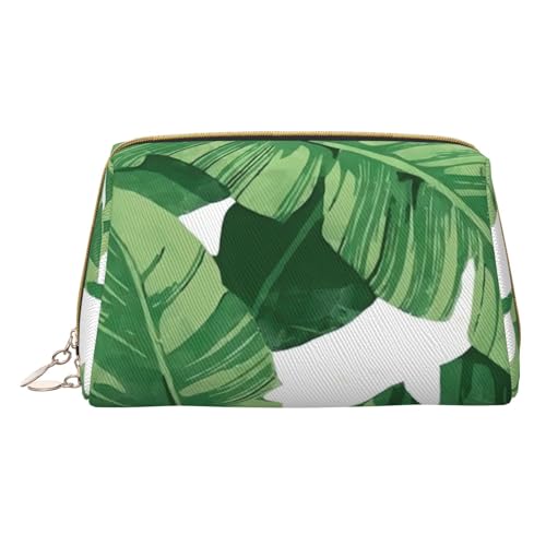 XULLZH Kulturbeutel aus Leder mit süßem grünen Palmenblättern, Reißverschluss, tragbar, für Reisen, Kulturbeutel, Organizer, kleine Make-up-Tasche, weiß, Einheitsgröße, weiß, Einheitsgröße, weiß von XULLZH