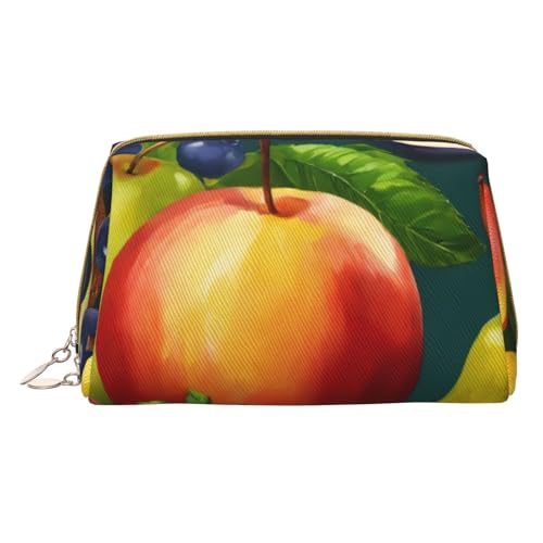 XULLZH Kulturbeutel mit gesundem Lebensmittelaufdruck, Leder, mit Reißverschluss, tragbar, Reise-Kulturbeutel, Organizer, kleine Make-up-Tasche, weiß, Einheitsgröße, weiß, Einheitsgröße, weiß von XULLZH