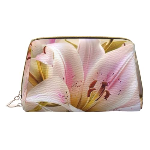 XULLZH Kulturbeutel mit leichtem romantischem Blumendruck, Leder, Reißverschluss, tragbar, Reise-Kulturbeutel, Organizer, kleine Make-up-Tasche, weiß, Einheitsgröße, weiß, Einheitsgröße, weiß von XULLZH