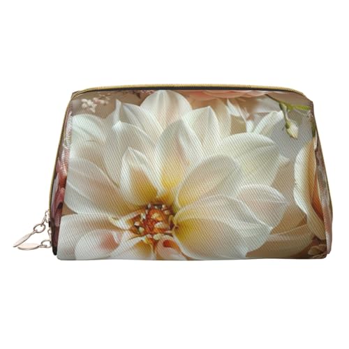XULLZH Kulturbeutel mit leichtem romantischem Blumendruck, Leder, Reißverschluss, tragbar, Reise-Kulturbeutel, Organizer, kleine Make-up-Tasche, weiß, Einheitsgröße, weiß, Einheitsgröße, weiß von XULLZH