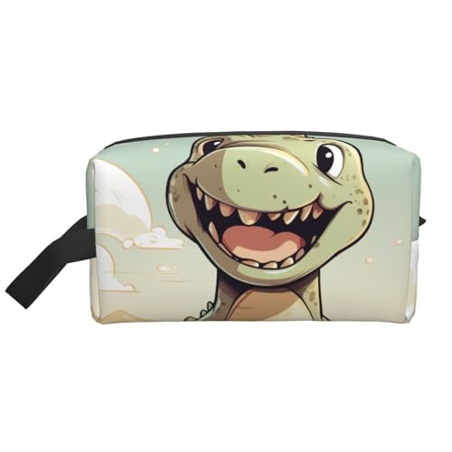 XULLZH Kulturbeutel mit niedlichem Dinosaurier-Druck, großes Fassungsvermögen, Reise-Kosmetik-Organizer, Reißverschluss, Weiß, Einheitsgröße, weiß, Einheitsgröße von XULLZH